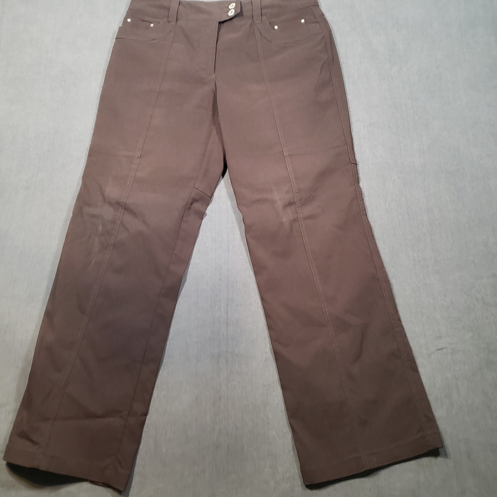 Dalia Collection Trousers‎ Womens 12 Brown Straight Leg Stretch Front Seam Pants